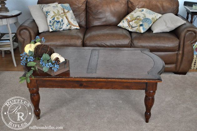 Thrifted Coffee Table is Repurposed into a Velvet Tufted Ottoman
