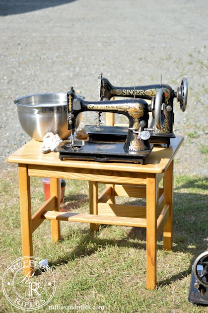 An Old White Treadle Sewing Machine