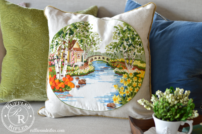 Spring Embroidered Pillow