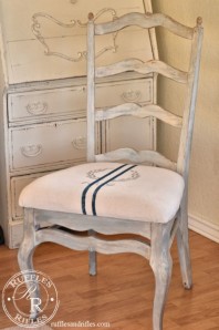 French Chair with Milk Paint and Grain Sack Upholstery