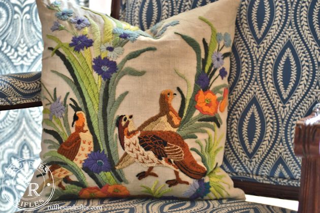 Pottery Barn Inspired Embroidered Throw Pillow