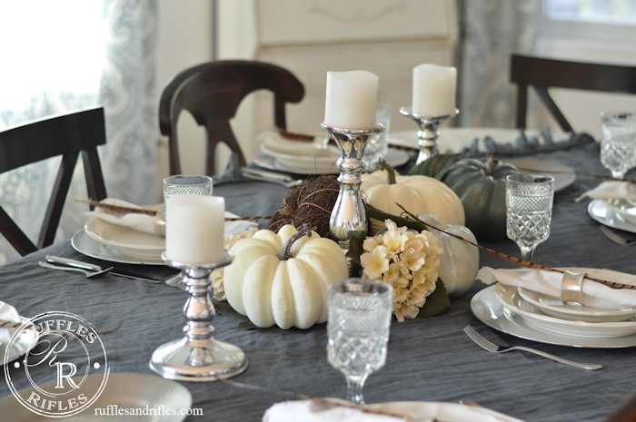 Fall Tablescape Blue and White