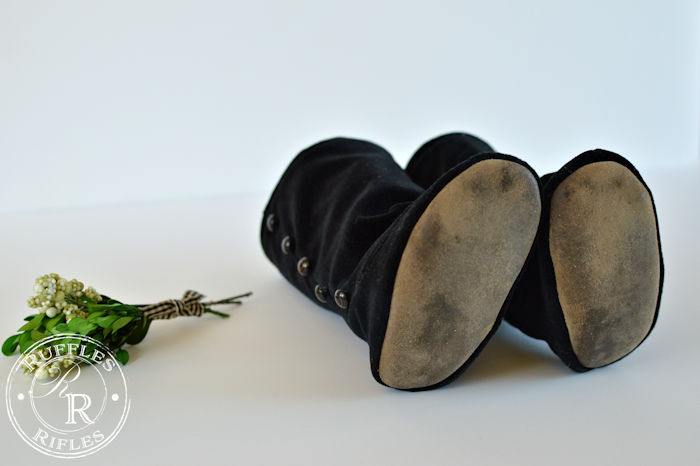 Black Velvet Button Boots